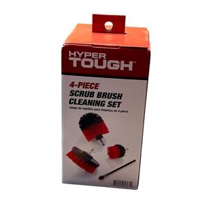 Hyper Tough 4 Piece Scrub Brush Cleaning Set Attaches to Any Drill Nylon Bristle